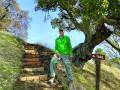Trails steward Larry Barclay takes a break during the installati